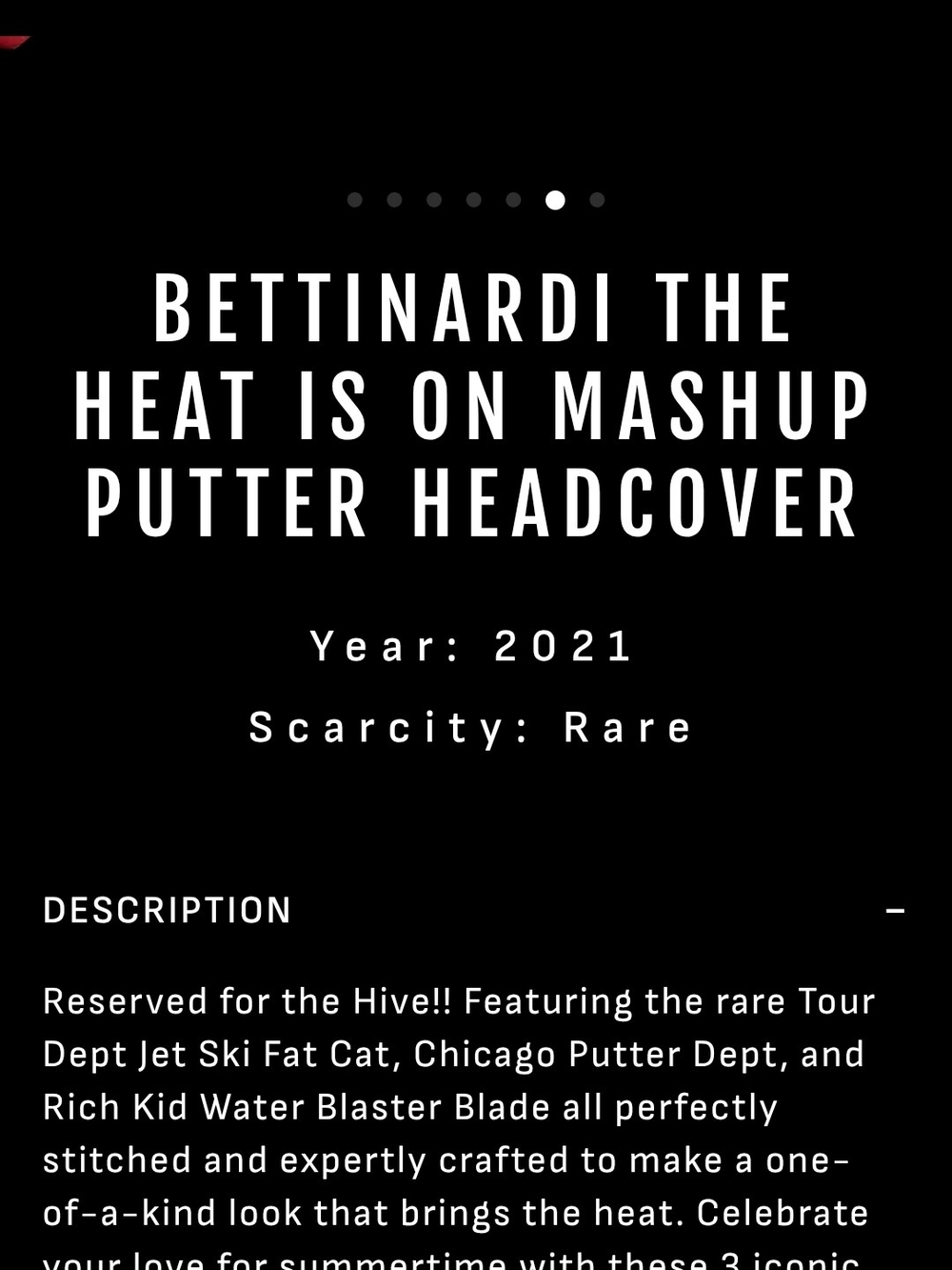 RARE Bettinardi Colorful Made in USA Putter Headcover - Pink & Black - Picture 12 of 12